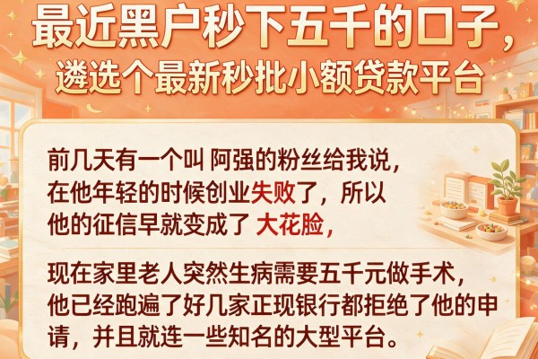 最近黑户秒下五千的口子,遴选五个最新秒批小额贷款平台