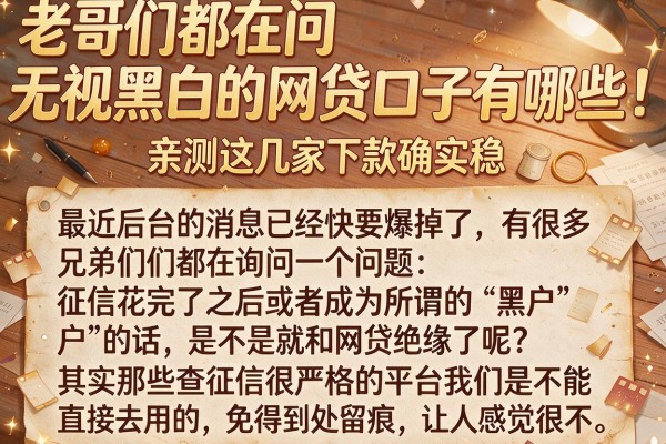 老哥们都在问无视黑白的网贷口子有哪些，亲测这几家下款确实稳