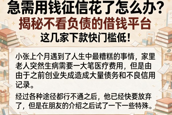 急需用钱征信花了怎么办？揭秘不看负债的借钱平台，这几家下款快门槛低！
