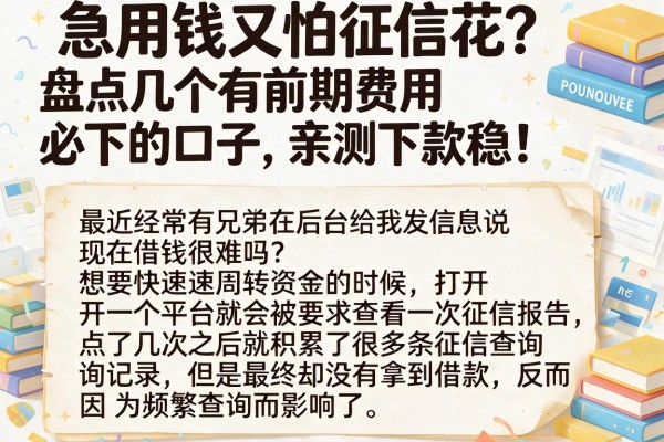 急用钱又怕征信花?盘点几个有前期费用必下的口子,亲测下款稳!