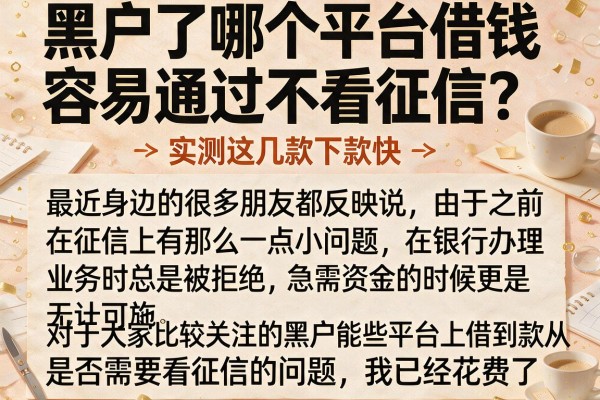 黑户了哪个平台借钱容易通过不看征信？实测这几款下款快