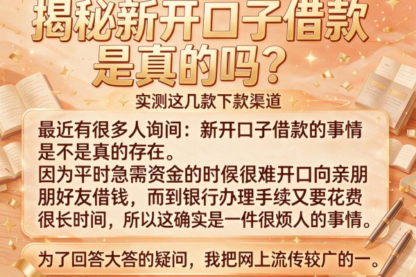 揭秘新开口子借款是真的吗？实测这几款下款渠道