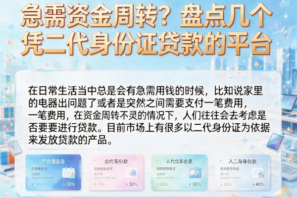 急需资金周转?盘点几个凭二代身份证贷款的平台