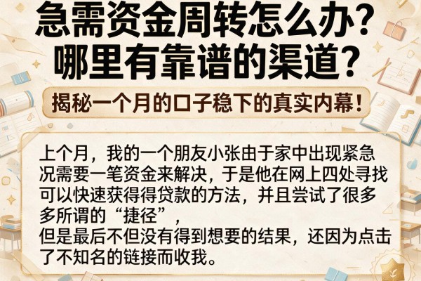 急需资金周转怎么办？哪里有靠谱的渠道？揭秘一个月的口子稳下的真实内幕！