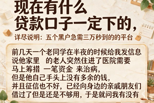 现在有什么贷款口子一定下的,详尽说明五个黑户急需三万秒到的的平台