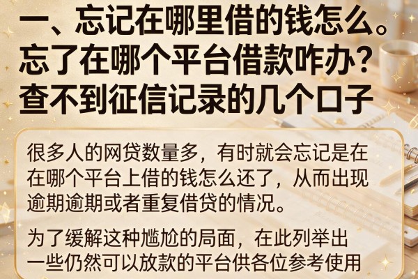 忘了在哪个平台借款咋办？查不到征信记录的几个口子