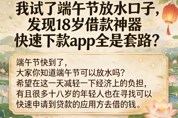 我试了端午节放水口子,发现18岁借款神器快速下款app全是套路