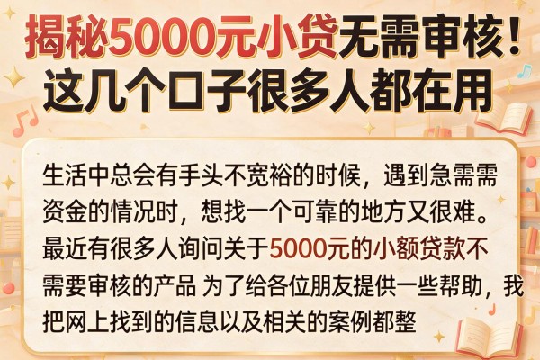 揭秘5000元小贷无需审核，这几个口子很多人都在用