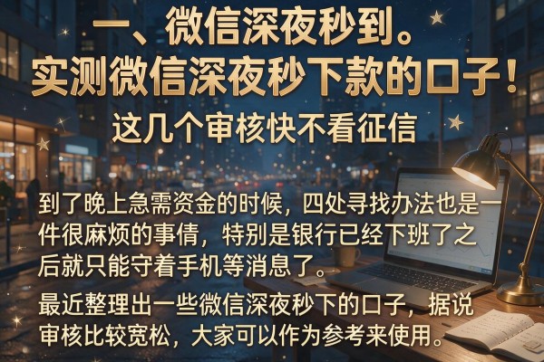 实测微信深夜秒下款的口子，这几个审核快不看征信