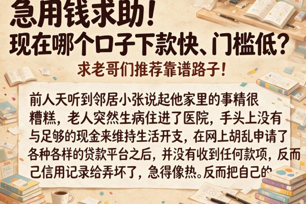 急用钱求助！现在哪个口子下款快、门槛低？求老哥们推荐靠谱路子！