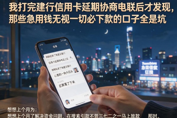 我打完建行信用卡延期协商电联后才发现，那些急用钱无视一切必下款的口子全是坑