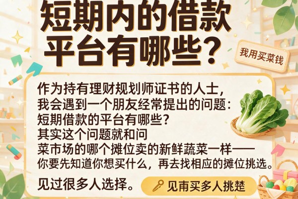 短期内的借款平台有哪些？我用买菜钱给你讲清楚