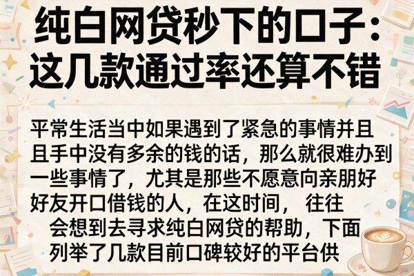 纯白网贷秒下的口子，这几款通过率还算不错