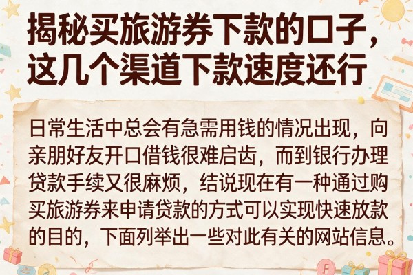 揭秘买旅游券下款的口子，这几个渠道下款速度还行