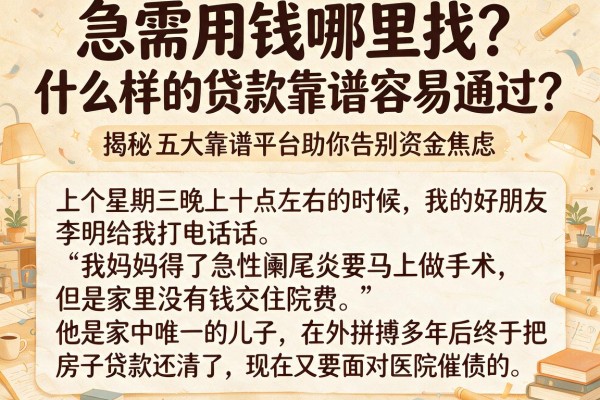 急需用钱哪里找？什么样的贷款靠谱容易通过？揭秘五大靠谱平台助你告别资金焦虑