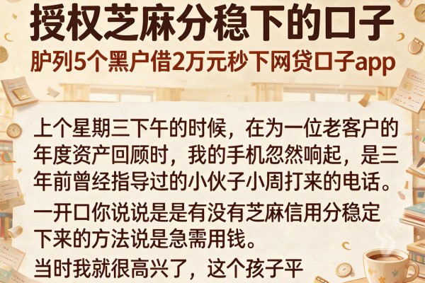 授权芝麻分稳下的口子，胪列5个黑户借2万元秒下网贷口子app