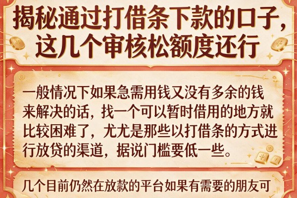 揭秘通过打借条下款的口子,这几个审核松额度还行