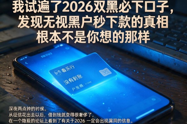 我试遍了2026双黑必下口子，发现无视黑户秒下款的真相根本不是你想的那样