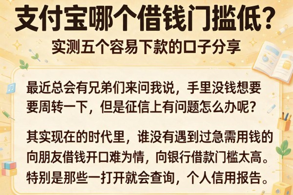 支付宝哪个借钱门槛低？实测五个容易下款的口子分享