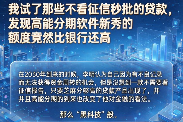 我试了那些不看征信秒批的贷款，发现高能分期软件新秀的额度竟然比银行还高