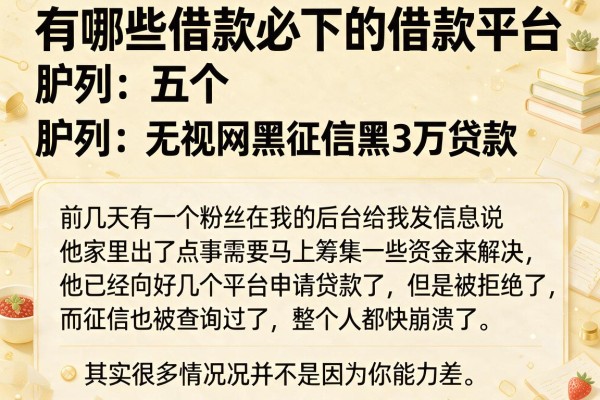 有哪些借款必下的借款平台，胪列五个无视网黑征信黑3万贷款