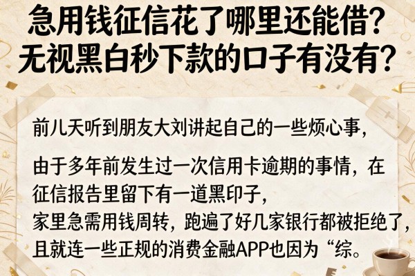 急用钱征信花了哪里还能借？无视黑白秒下款的口子有没有？