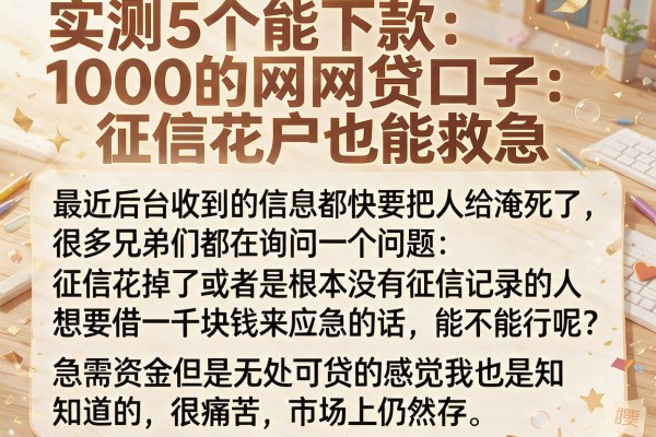 实测5个能下款1000的网贷口子，征信花户也能救急