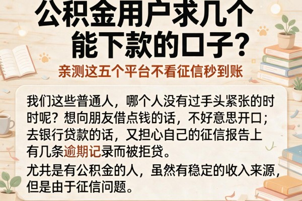 公积金用户求几个能下款的口子？亲测这五个平台不看征信秒到账