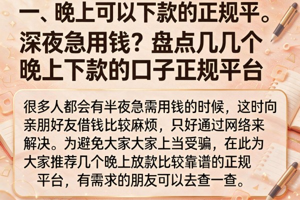 深夜急用钱？盘点几个晚上下款的口子正规平台