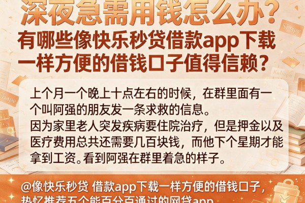 深夜急需用钱怎么办？有哪些像快乐秒贷借款app下载一样方便的借钱口子值得信赖？@像快乐秒贷‌借款app下载一样方便的借钱口子，热忱推荐五个能百分百通过的网贷app