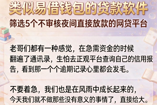 类似易借钱包的贷款软件，筛选5个不审核夜间直接放款的网贷平台