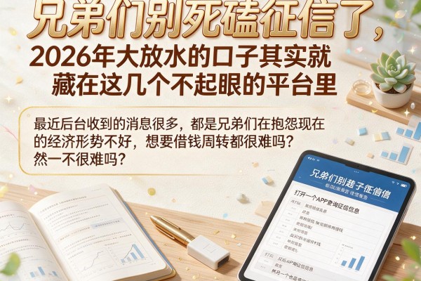 兄弟们别死磕征信了，2026年大放水的口子其实就藏在这几个不起眼的平台里