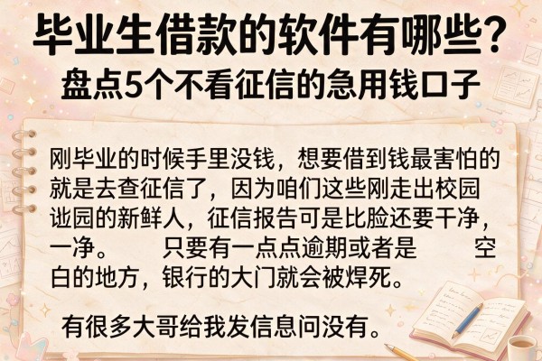 毕业生借款的软件有哪些?盘点5个不看征信的急用钱口子
