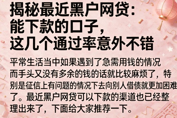 揭秘最近黑户网贷能下款的口子，这几个通过率意外不错