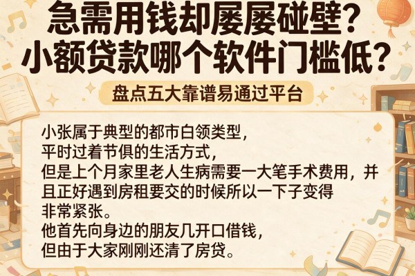 急需用钱却屡屡碰壁？小额贷款哪个软件门槛低？盘点五大靠谱易通过平台