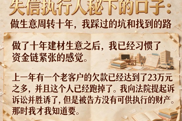 失信执行人秘下的口子：做生意周转十年，我踩过的坑和找到的路