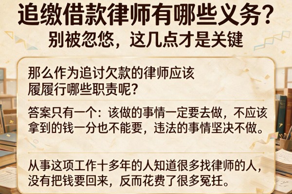追缴借款律师有哪些义务？别被忽悠，这几点才是关键