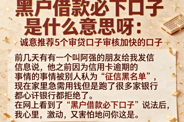黑户借款必下口子是什么意思呀，诚意推荐5个审贷口子审核加快的口子