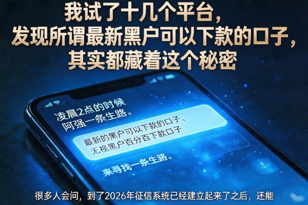 我试了十几个平台，发现所谓最新黑户可以下款的口子，其实都藏着这个秘密