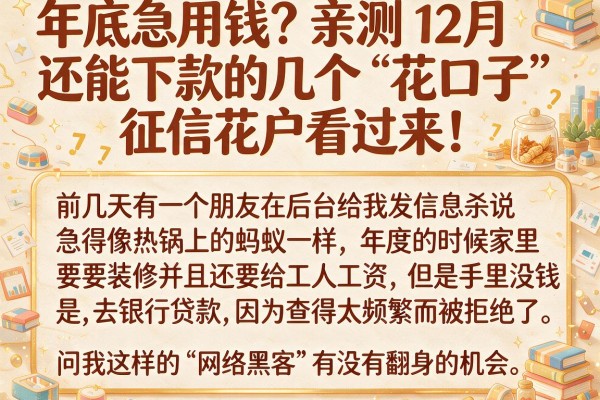 年底急用钱？亲测12月还能下款的几个“花口子”，征信花户看过来！