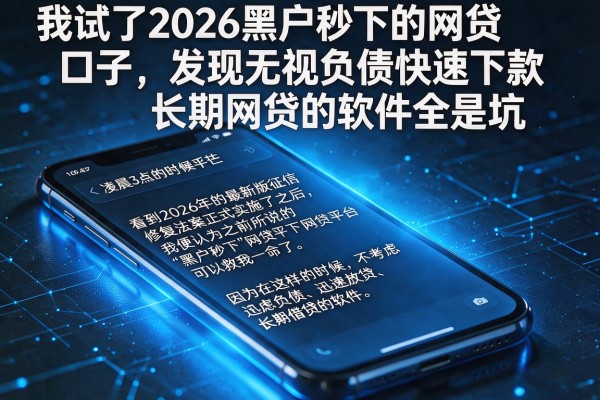 我试了2026黑户秒下的网贷口子，发现无视负债快速下款长期网贷的软件全是坑