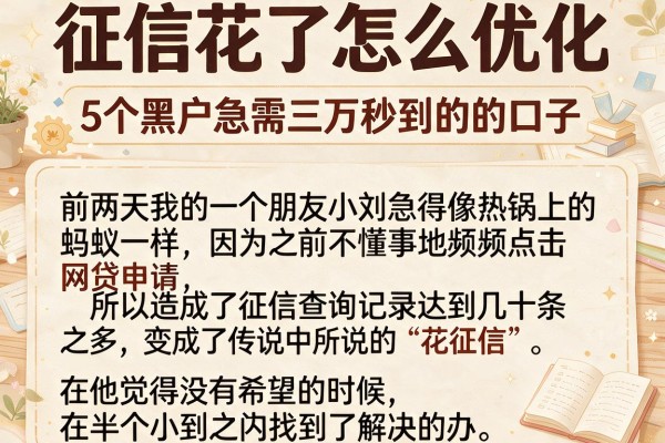 征信花了怎么优化，详细阐述5个黑户急需三万秒到的的口子