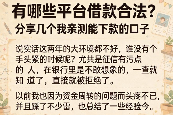 有哪些平台借款合法？分享几个我亲测能下款的口子