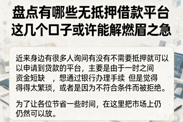 盘点有哪些无抵押借款平台,这几个口子或许能解燃眉之急