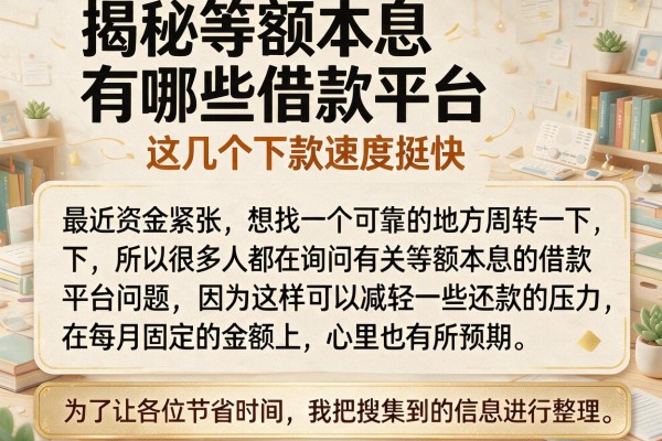 揭秘等额本息有哪些借款平台，这几个下款速度挺快