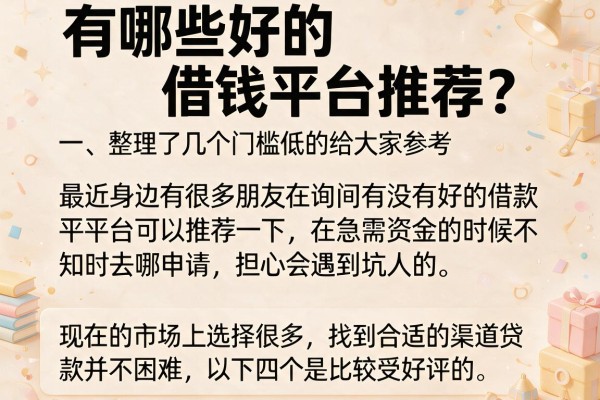 有哪些好的借钱平台推荐？整理了几个门槛低的给大家参考
