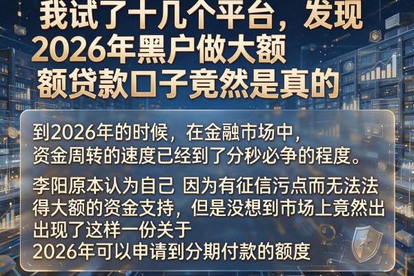 我试了十几个平台，发现2026年黑户做大额贷款口子竟然是真的