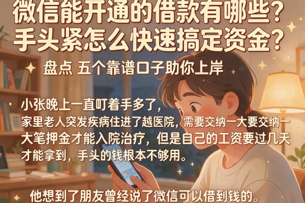 微信能开通的借款有哪些？手头紧怎么快速搞定资金？盘点五个靠谱口子助你上岸
