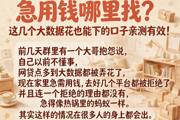 急用钱哪里找？这几个大数据花也能下的口子亲测有效！