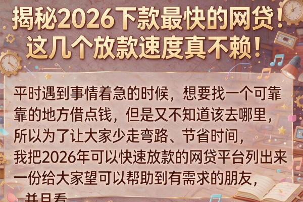 揭秘2026下款最快的网贷，这几个放款速度真不赖
